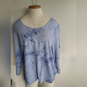 HABITAT top bell sleeve flowy blue tie dye look coastal resort cotton tunic M